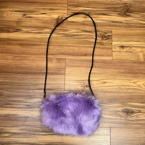 Handbags - Purple Faux Fur Mini Shoulder Bag Y2K Plush Fluffy Clutch Crossbody